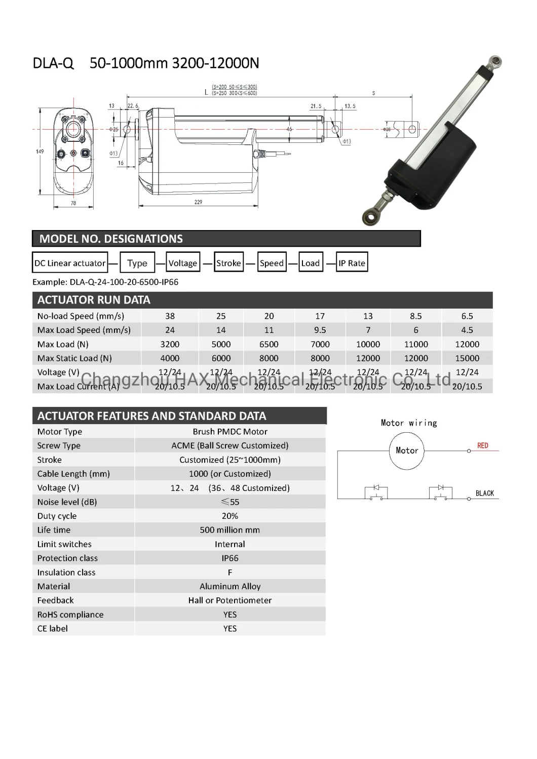 Servocity Linear Actuator 12V 1000 Lbs with Electric DC Motor